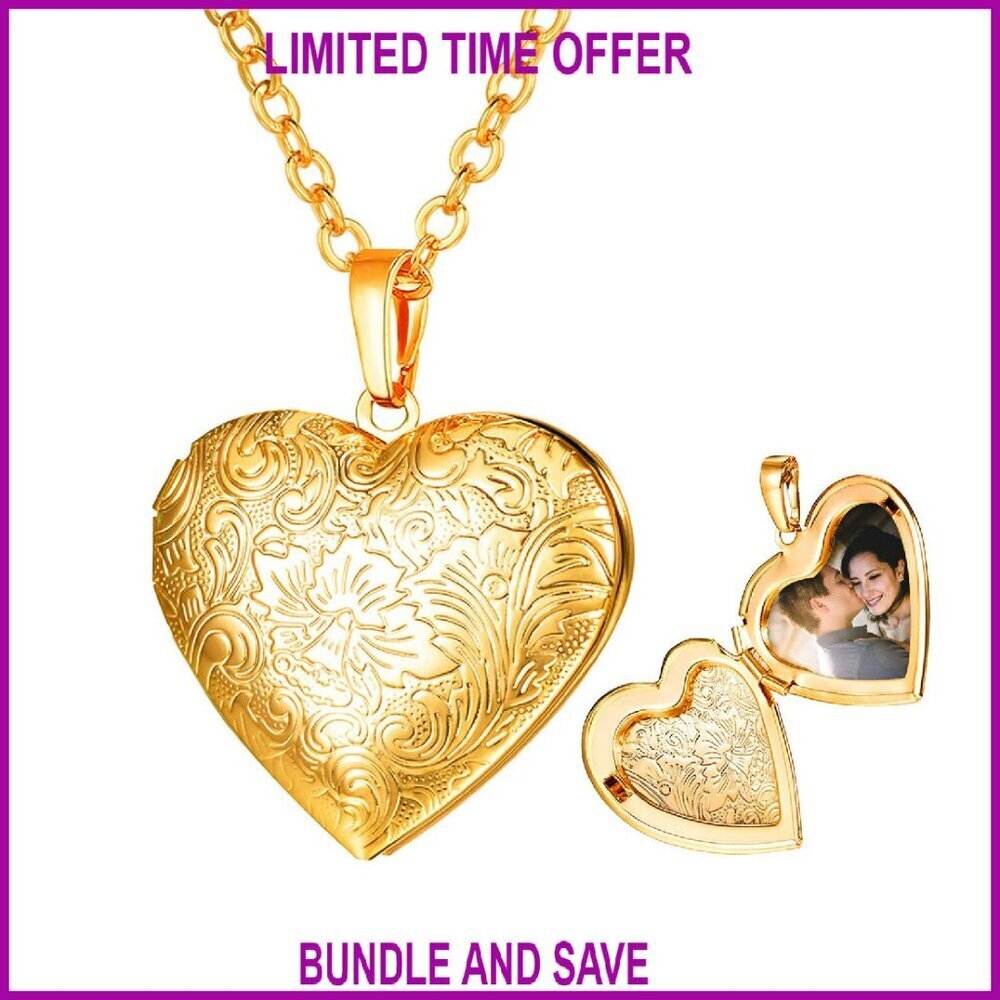 Personalized Photo Locket Necklace - 1.5 Inch Pendant - Adjustable Chain